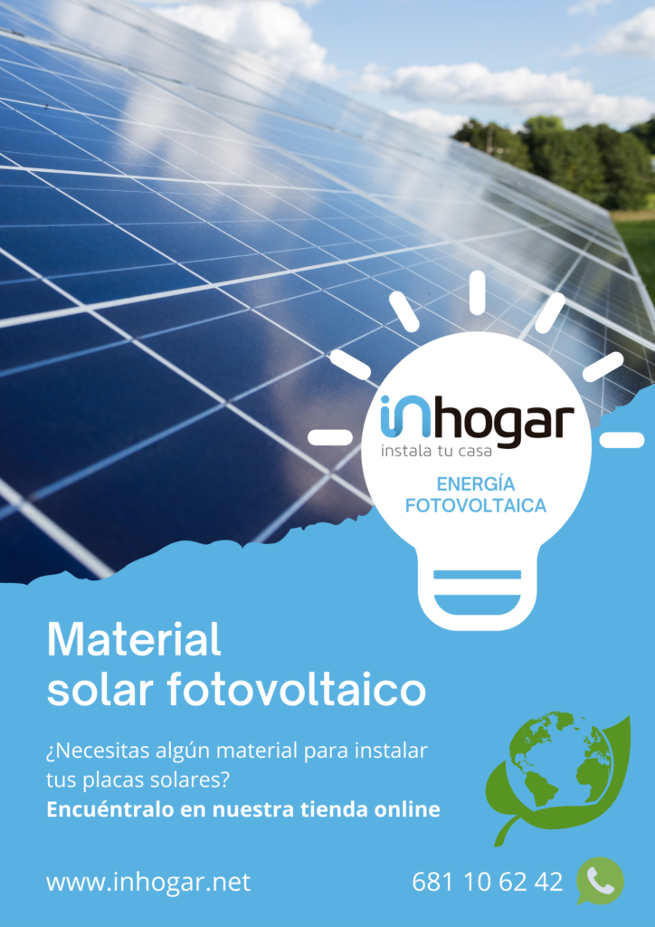 Energía solar fotovoltaica, materiales para instalar placas solares. Inversor, cuadro de protección, accesorios de montaje.